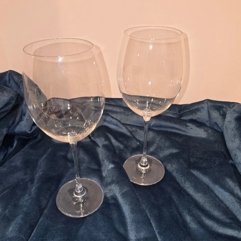 Lenox Wine Glasses Set of 2 Crystal Stemware Clear Balloon Bowl 9.25 Inch